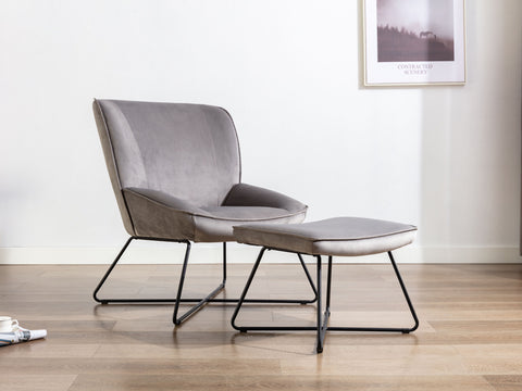 Teagan Chair & Stool Set - Grey