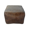 Leyton Leather Pouf - Dark Grey