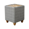 Barry Side Table in Leather & Grey Wool with Glass Top