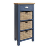 Oregon Blue Painted Tall Side Table - 1 Drawer 3 Baskets