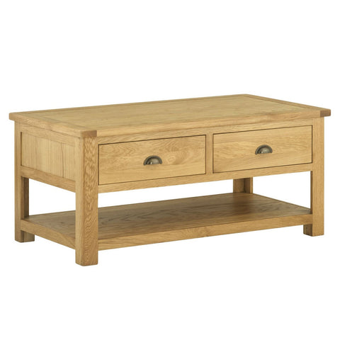 Portland Coffee Table with Drawers - Oak