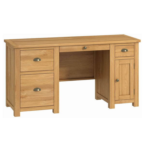 Portland Twin Pedestal Office Desk - Oak